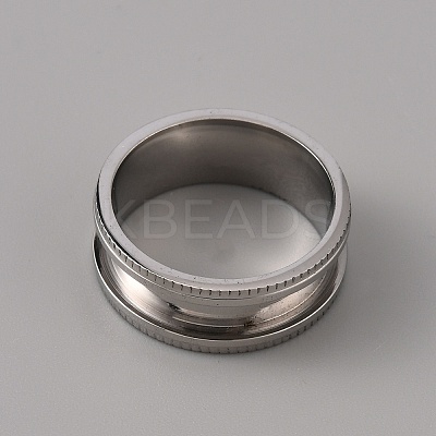201 Stainless Steel Grooved Finger Ring Settings STAS-WH0027-26C-P-1