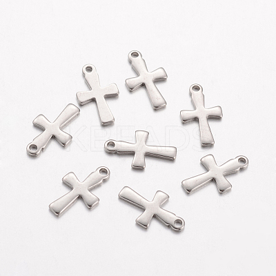 Non-Tarnish 304 Stainless Steel Tiny Cross Charms LS-A-STAS-G076-10P-1