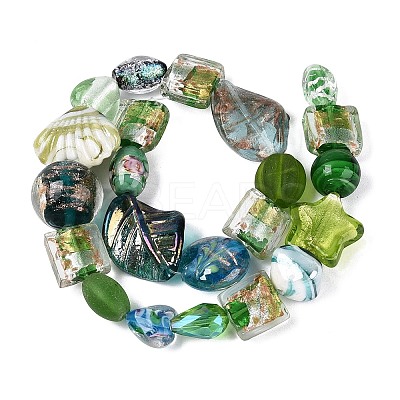 Handmade Foil Glass with Gold Sand Lampwork Beads Strands FOIL-Q002-08D-1