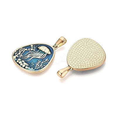 304 Stainless Steel & Enamel Pendants STAS-T072-72A-G-1