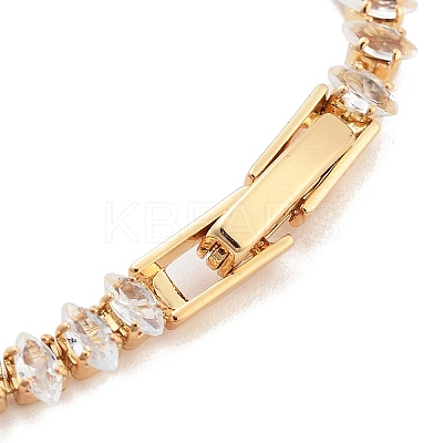 Brass Pave Clear Cubic Zirconia Horse Eye Link Bracelets BJEW-B094-03A-G-1