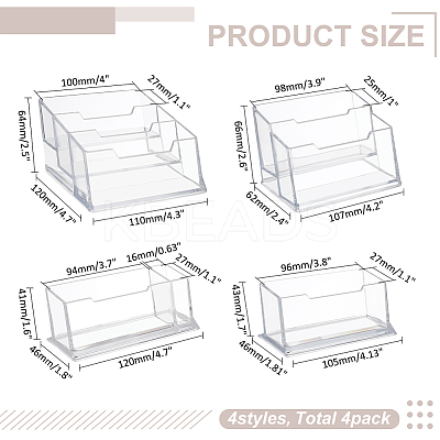4Pcs 4 Styles Acrylic Business Card Holder ODIS-WR0001-08-1