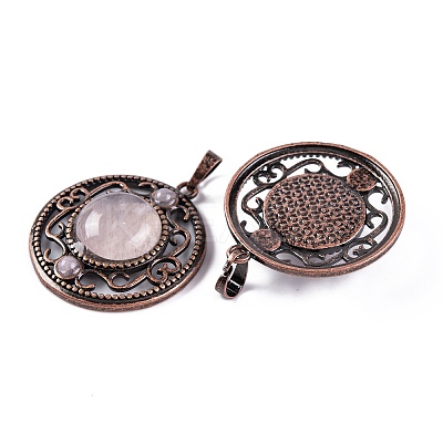 Natural Rose Quartz Pendants G-Q158-03-06-1
