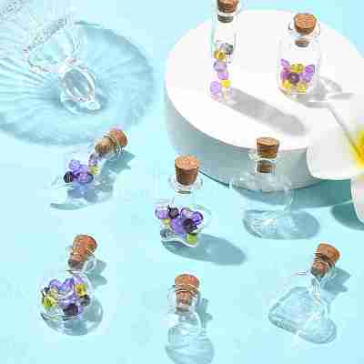 16Pcs 8 Styles Mini High Borosilicate Glass Bottle Bead Containers BOTT-YW0001-03-1