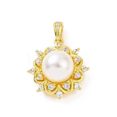 Eco-friendly Rack Plating Brass Micro Pave Cubic Zirconia Pendants KK-F843-17G-1