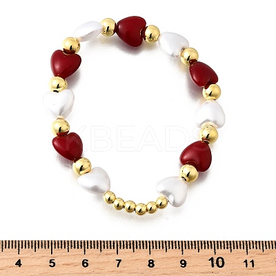 Valentine's Day ABS Imitation Pearl Beads Stretch Bracelets for Women BJEW-D317-08C-G-1