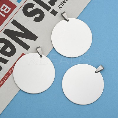 Non-Tarnish 201 Stainless Steel Flat Round Mirror Polished Finish Stamping Blank Tag Pendants STAS-S030-10-1