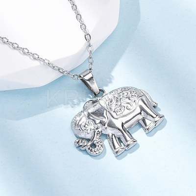 Elephant 304 Stainless Steel Pendant Necklaces NJEW-H059-06P-1
