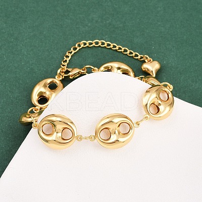 304 Stainless Steel Coffee Bean Link Chain Bracelets BJEW-D359-14B-G-1
