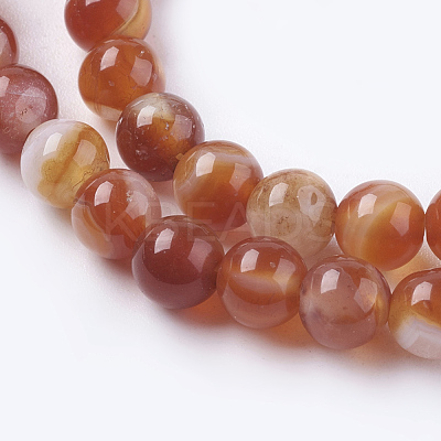 Natural Striped Agate/Banded Agate Beads Strands X-G-G591-6mm-03-1