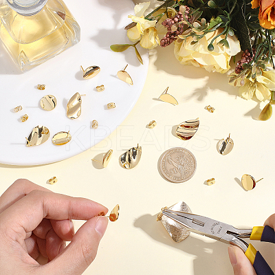 16Pcs 4 Styles Brass Stud Earring Findings KK-BBC0027-78-1