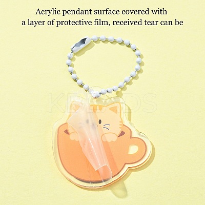 8 Sets 8 Colors Cute Coffee Cup Cat Acrylic Pendant Keychain HJEW-CJ0001-03-1