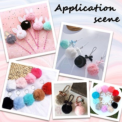 12Pcs Handmade Faux Rabbit Fur Pom Pom Ball Covered Pendants WOVE-SC0001-06F-1