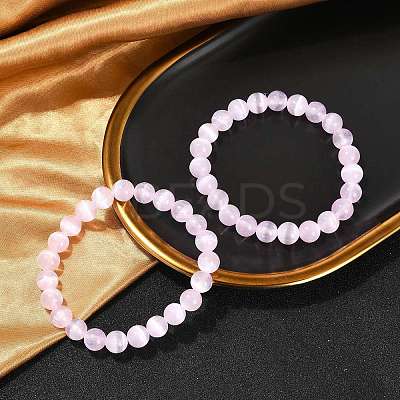 Dyed Natural Selenite Round Beaded Stretch Bracelets for Women G-U005-02I-1
