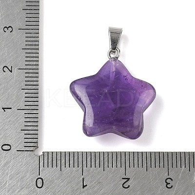 Natural Amethyst Pendants G-P599-06P-02-1
