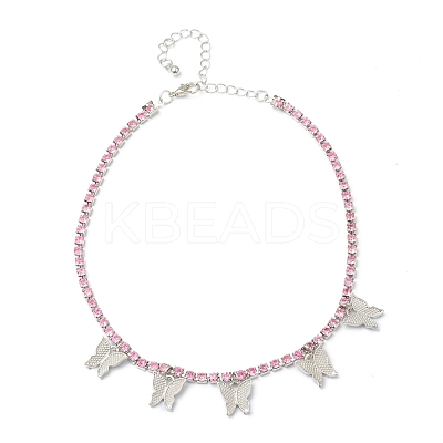 Alloy Rhinestone Cup Chain Necklaces NJEW-H217-02P-1