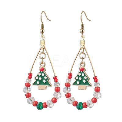 304 Stainless Steel Christmas Tree Dangle Earrings EJEW-TA00455-1
