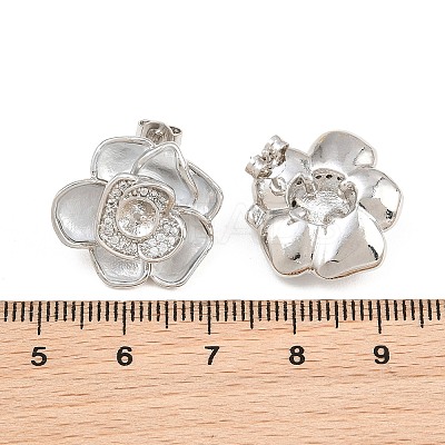 Brass Micro Pave Cubic Zirconia Stud Earring Findings CU-CBAA5EE-04P-02-1
