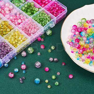 1500Pcs 24 Style Baking & Spray Painted Crackle Glass Beads CCG-SZ0001-13B-1