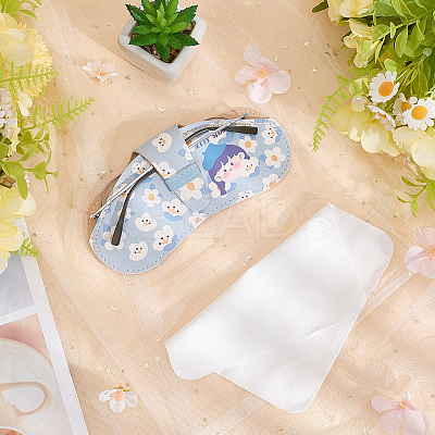 1Pc Flower Printed PU Leather Portable Slim Sunglasses Pouch AJEW-CN0003-25A-1