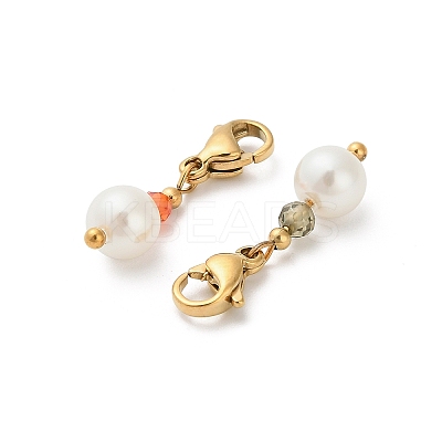 ABS Imitation Pearl & Glass Round Pendant Decorations STAS-K306-47G-1