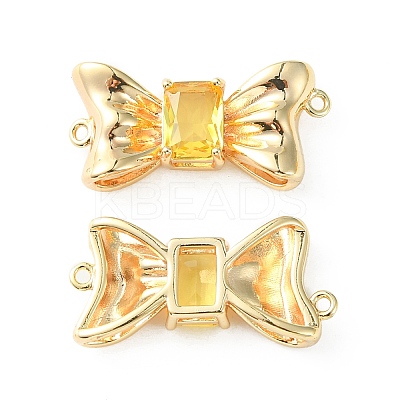 Brass Pave Cubic Zirconia Connector Charms KK-L208-01G-07-1