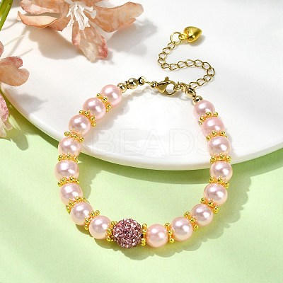 Glass Imitation Pearl Beaded Bracelets for Women BJEW-JB10034-02-1