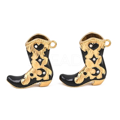 304 Stainless Steel Enamel with Rhinestone Pendants STAS-Z202-06G-02-1