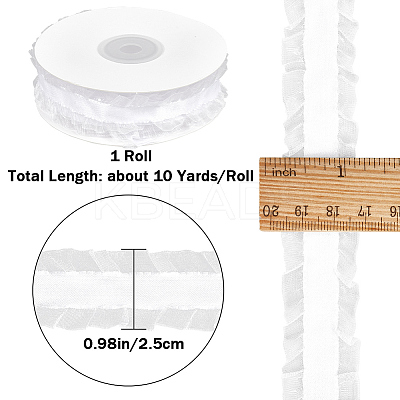 10 Yards Polyester Pleated Lace Trim OCOR-WH0080-93A-1