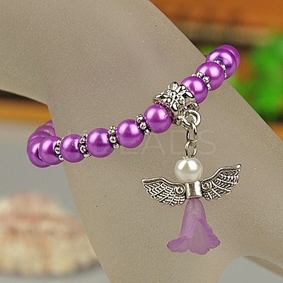 Lovely Wedding Dress Angel Bracelets for Kids BJEW-JB00727-08-1