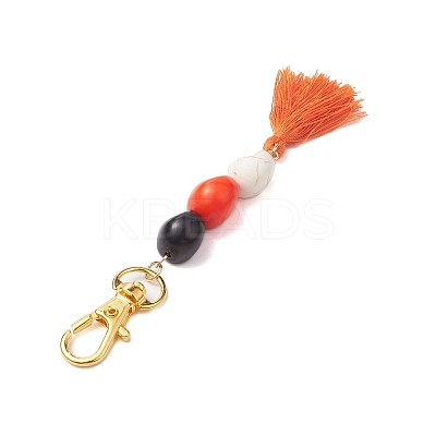 Halloween Synthetic & Dyed Turquoise Skull Pendant Decorations HJEW-JM01998-1