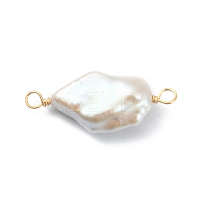 Natural Baroque Pearl Keshi Pearl Copper Wire Wrapped Connector Charms PALLOY-JF02085-01-1