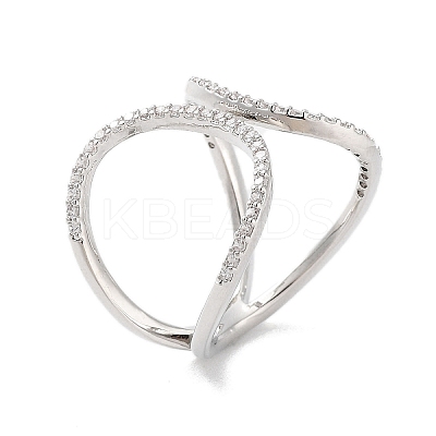 Rack Plating Brass Micro Pave Cubic Zirconia Adjustable Rings RJEW-D025-16P-1