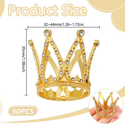 30Pcs Crown Alloy Rhinestone for Birthday Cake Decoration FIND-GO0004-22-1