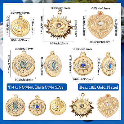10Pcs 5 Styles 304 Stainless Steel Pendants STAS-SC0009-40-1