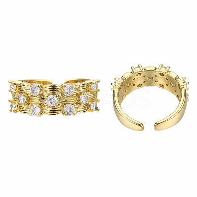Cubic Zirconia Candy Shape Open Cuff Rings RJEW-N037-027-1