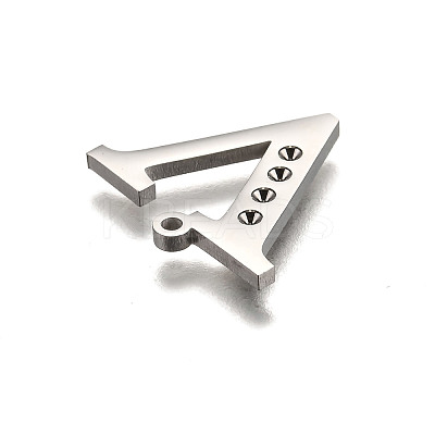 Non-Tarnish 304 Stainless Steel Letter Pendant Rhinestone Settings STAS-Y006-61P-V-1