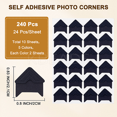 10Pcs 5 Colors Retro Hot Stamping Paper Photo Corner Self-Adhesive Stickers AJEW-CP0003-78-1