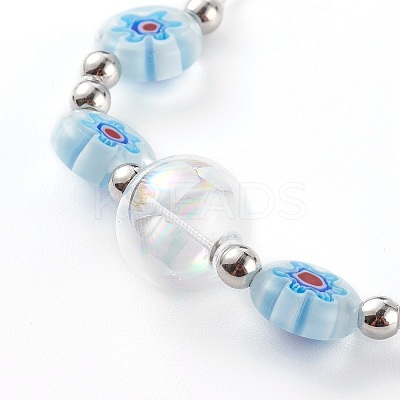 Adjustable Handmade Millefiori Glass Beaded Bracelets BJEW-JB06074-02-1