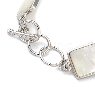 Natural White Shell Link Chain Bracelets BJEW-E077-02P-04-1