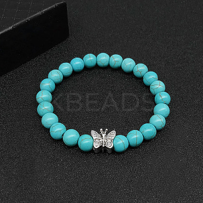 Synthetic Turquoise Stretch Bracelets for Women Men IS4293-2-1