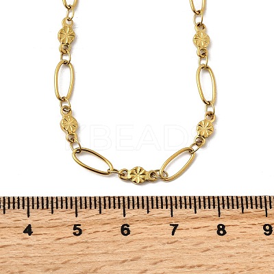 304 Stainless Steel Flower Link Chain Necklaces for Women NJEW-A046-02C-G-1