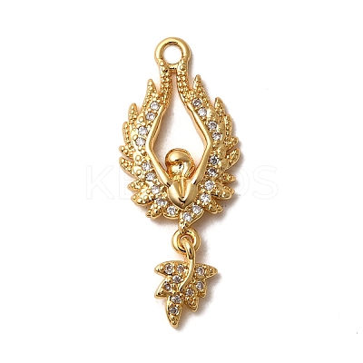 Brass Micro Pave Cubic Zirconia Pendants KK-C117-09G-1