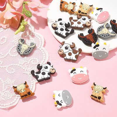 16Pcs 8 Style Food Grade Eco-Friendly Silicone Focal Beads SIL-CJ0001-11-1