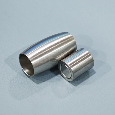 Tarnish Resistant Matte Style Barrel 304 Stainless Steel Magnetic Clasps with Glue-in Ends STAS-I026-05-1
