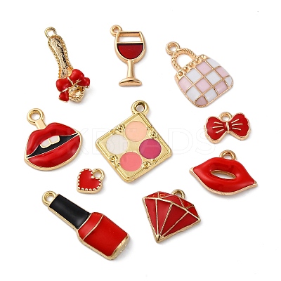 20Pcs 10 Styles Women Theme Alloy Pendants ENAM-FP0002-07-1