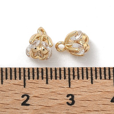 Brass Pave Cubic Zirconia Flower Charms KK-A286-21G-01-1
