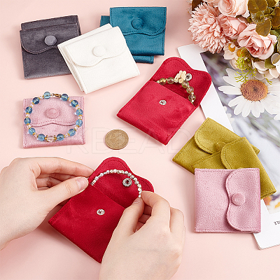 12Pcs 6 Colors Velvet Jewelry Pouches ABAG-AN0001-05-1