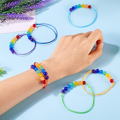 7 Colors Eco-Friendly Korean Waxed Polyester Cord with Natural & Dyed Malaysia Jade Beaded Adjustable Bracelets BJEW-TAC0035-1