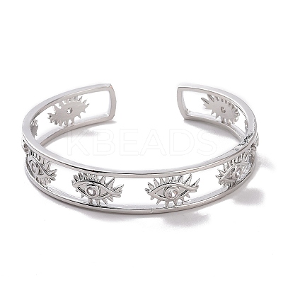 Clear Cubic Zirconia Eye Open Cuff Bangle BJEW-P293-01P-1